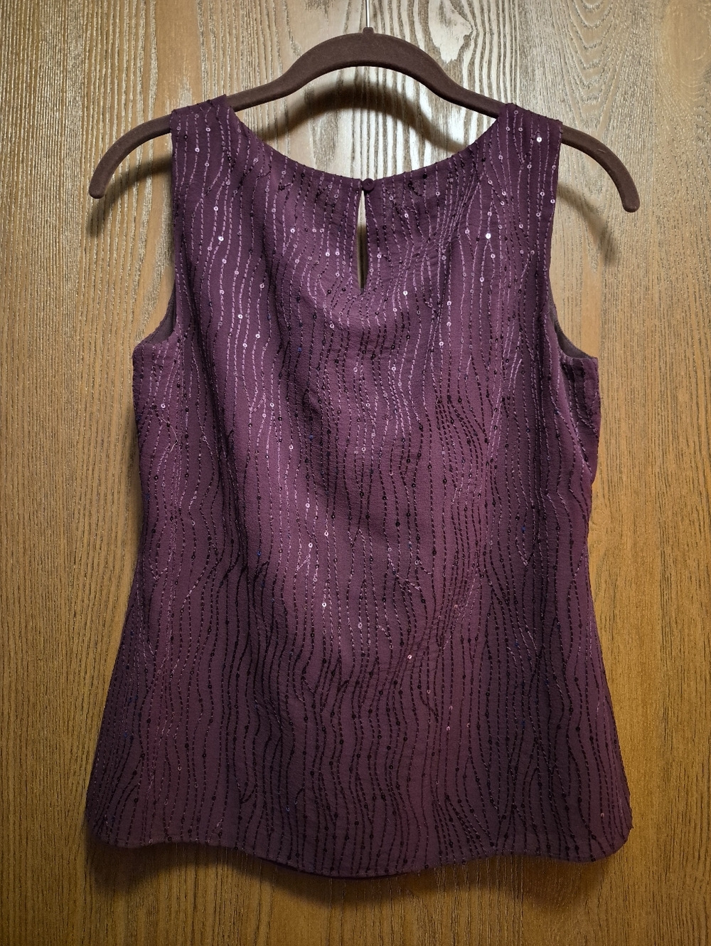 Talbots 100%Silk Fully Lined Plum Sleeveless Beaded Camisole Size 4 Excellent! - Picture 6 of 11